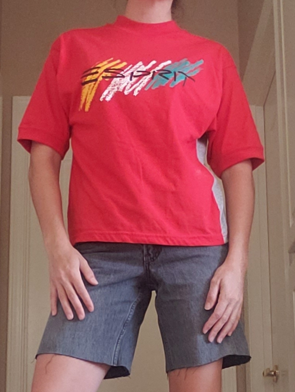 ESPIRIT Teens Vintage Small Red Gray T Shirt